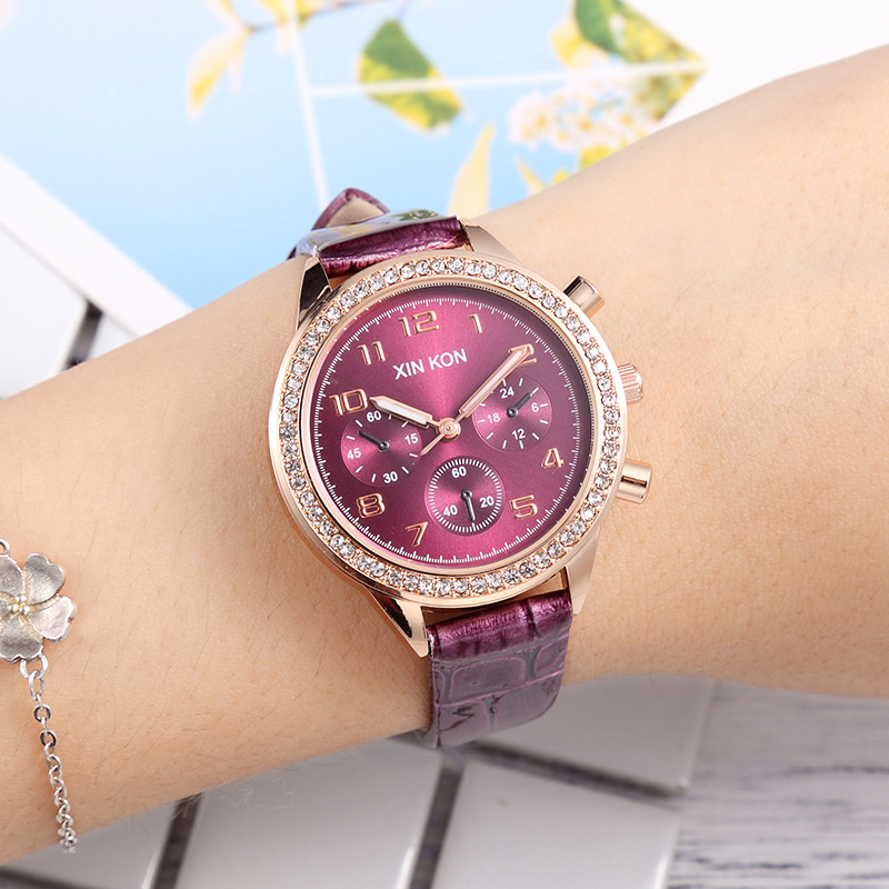 Creative three-eye quartz ladies watch