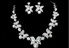 Butterfly Bridal Jewellery Set Chain Pearl Jewellery Three Piece Bridal Soft Chain Headdress Bridal Jewellery Set - 2 Pieces - View 1
