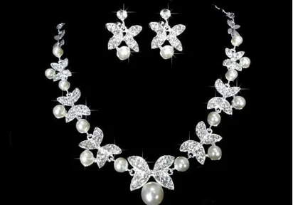 Butterfly Bridal Jewelry Set Chain Pearl Jewelry Three Piece Bridal Soft Chain Headdress Bridal Jewelry Set 2 Pieces - Shop at LoveMi