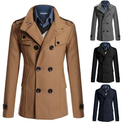 Men's Woolen Trench Coat