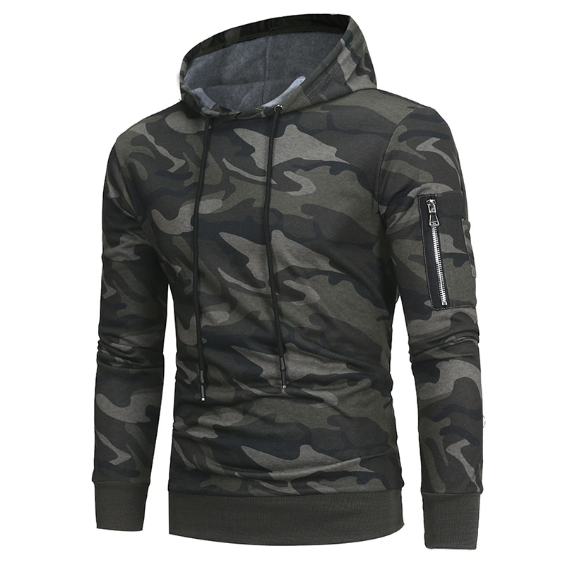 Fashion Camouflage Hooded Men's Casual Slim