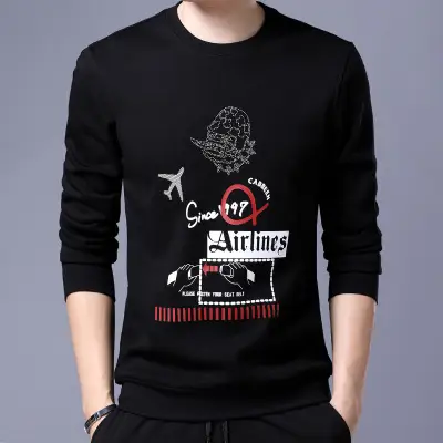 Men's plush and thickened T-shirt long sleeve