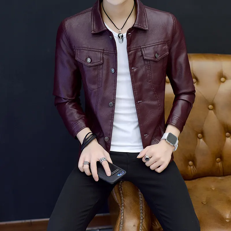 Motorcycle Leather Jacket Men's Coat