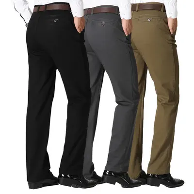 Autumn and Winter Men's Cotton Business Casual Trousers Middle
