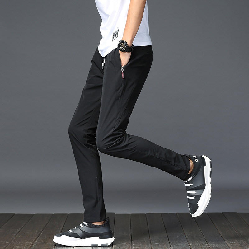 Men's casual pants in autumn and winter, men's body, elastic trousers, tightness, tight fitting trousers and thick men's pants