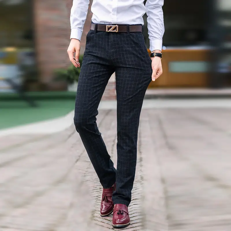 Fashion middle age business plaid pants