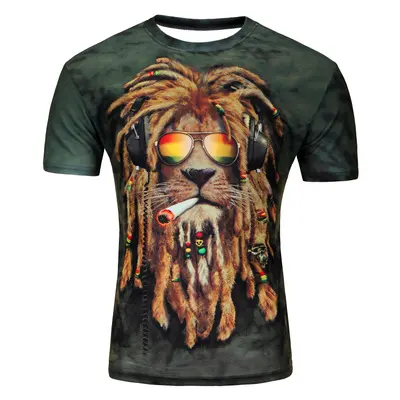Fashion in Summer 3D Printing Lions Male Short Sleeved