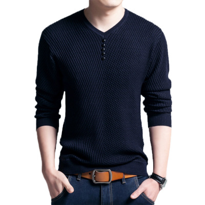Men's sweater Korean round neck striped sweater