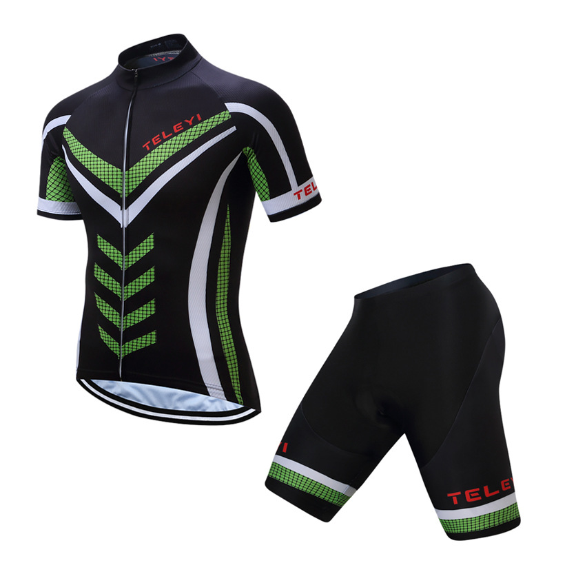 TELEYI black and green short-sleeved jersey