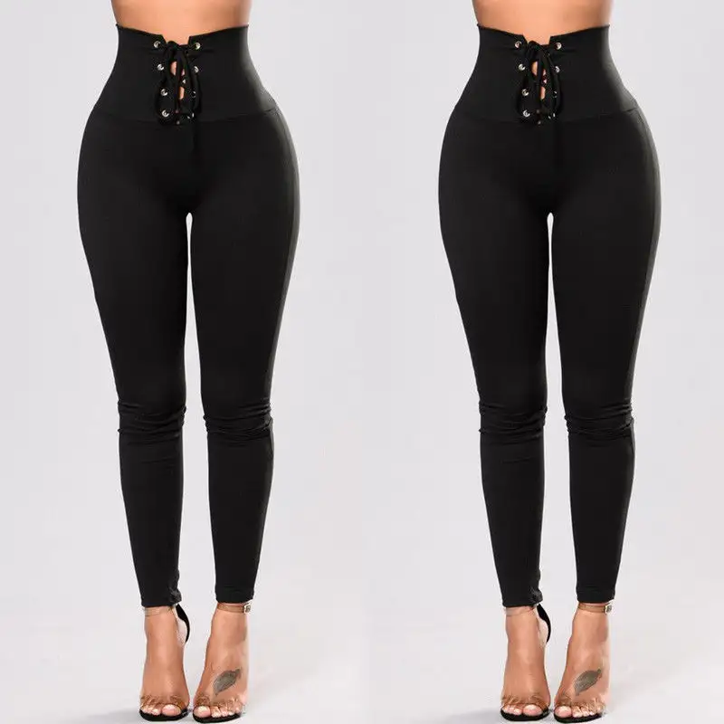 Aliexpress Amazon WISH Womens Sexy rivet yoga pants pants waist tie movement of foreign trade