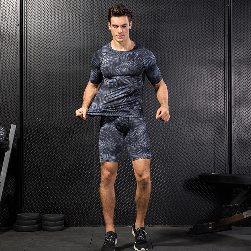 Men’s 3D three-dimensional printing training fitness running pants
