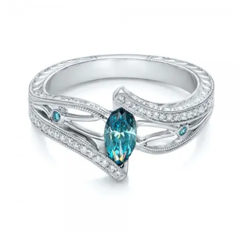 Hot Luxury Aquamarine Topaz Engagement Ring