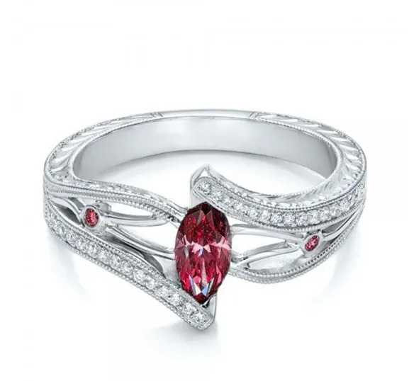 Hot European and American luxury aquamarine topaz engagement ring Red - Shop at LoveMi