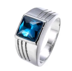 New men's engagement ring wedding ring Europe and the United States domineering sapphire ring - 13. - View 1