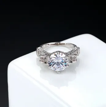European and American fashion luxury female ring AAA zirconium gold plated micro wedding engagement ring - Shop at LoveMi