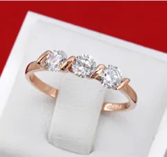 Korean foreign trade explosion jewellery zircon micro plated genuine gold engagement ring to the ring - Rose Gold - View 1