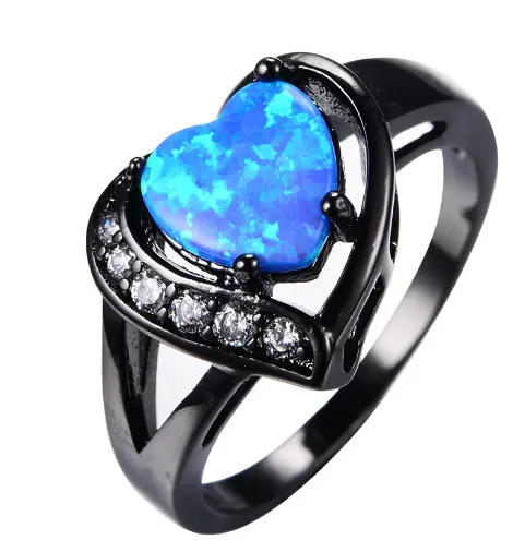 Female white Fire Opal Heart