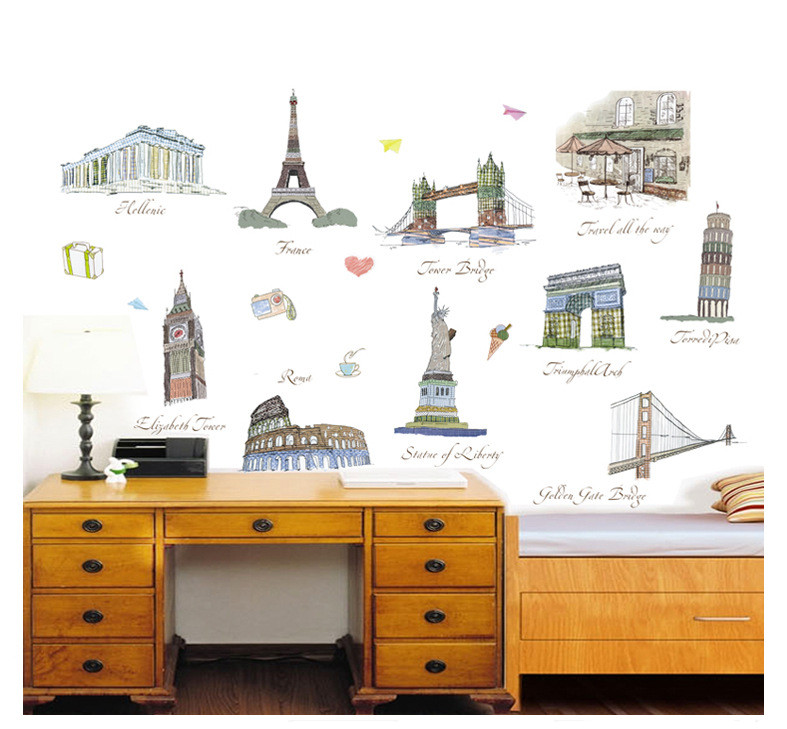 The World Famous Buildings DIY Removable Art Vinyl Wall Stickers