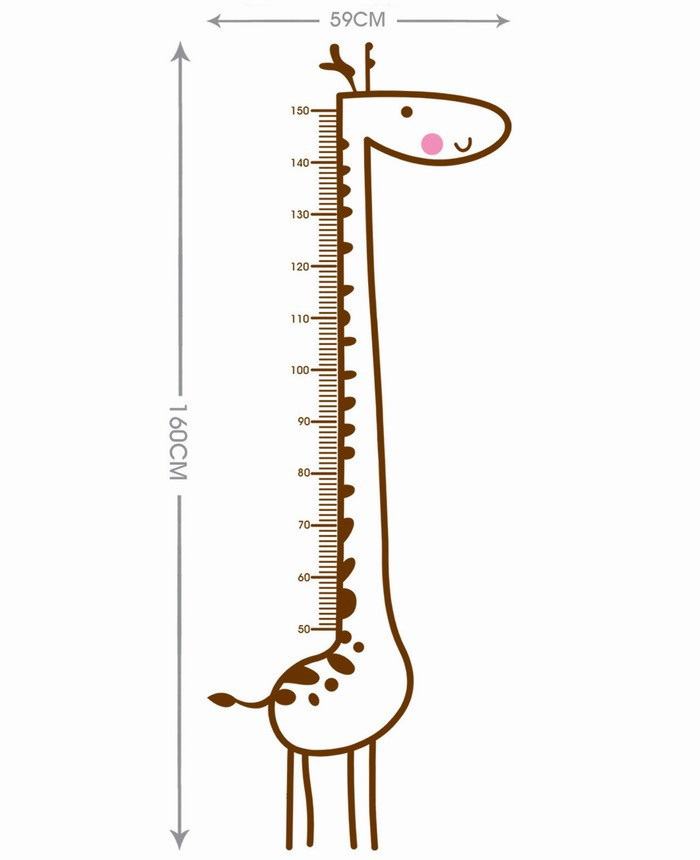 Cartoon Giraffe Decal Child Height Measure Chart