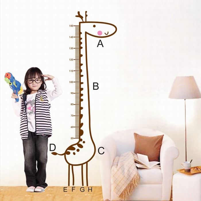 Cartoon Giraffe Decal Child Height Measure Chart