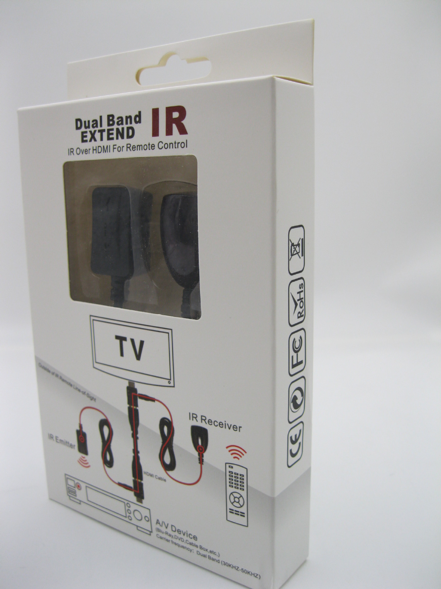 Новейший ИК-удлинитель, инфракрасный ретранслятор, пульт дистанционного управления, от 30 до 60 кГц, двухдиапазонный ИК-удлинитель через HDMI, удлинитель дистанционного управления, приемник