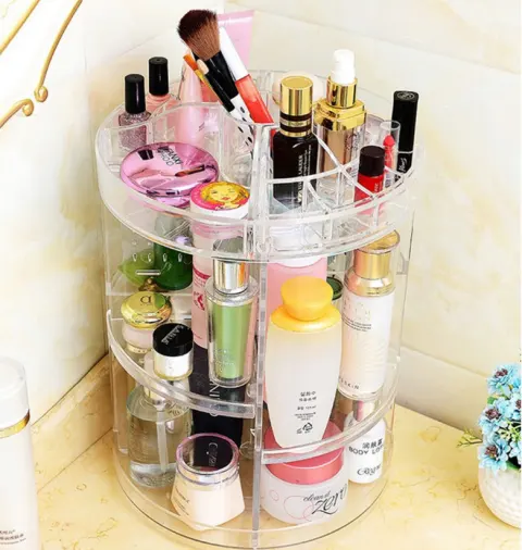 Makeup Organizer 360 Rotating Plastic Cosmetics Storage Case Detachable