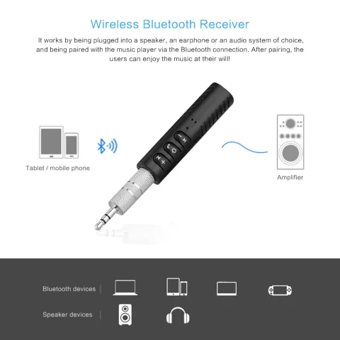 Universal 3.5mm Jack Bluetooth Car Kit Hands Free Music
