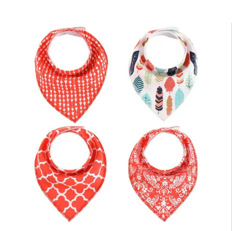 4pcs Lot Bibs Burp Cloth Print Arrow Wave Triangle