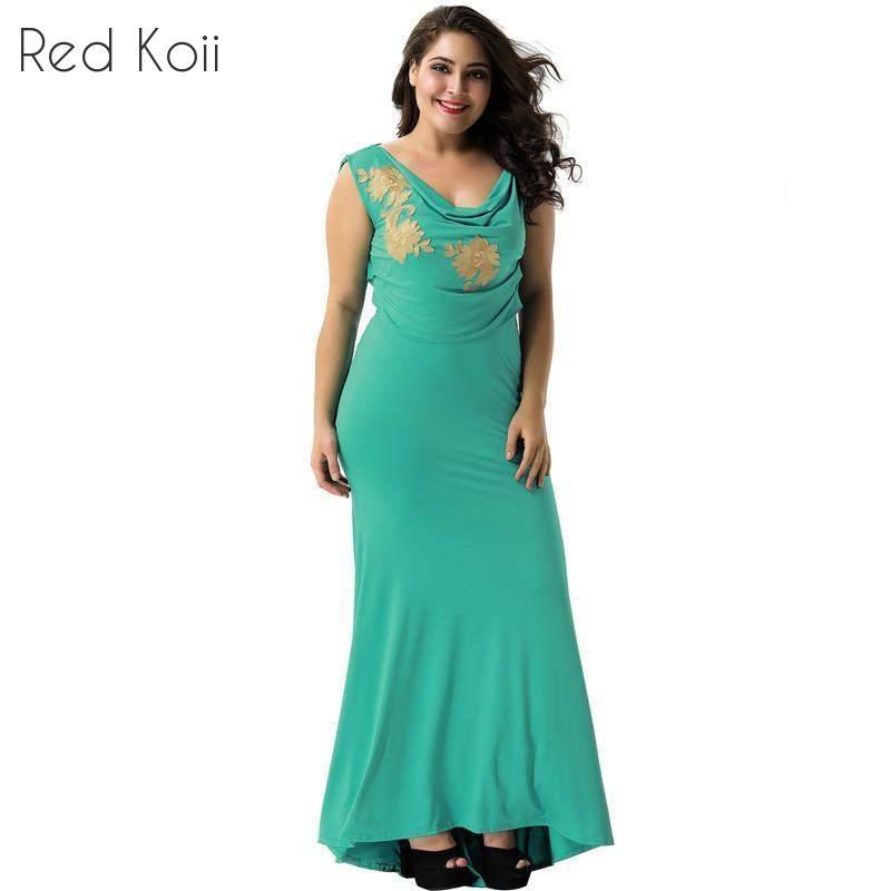 Green sexy evening backless embroidery dress