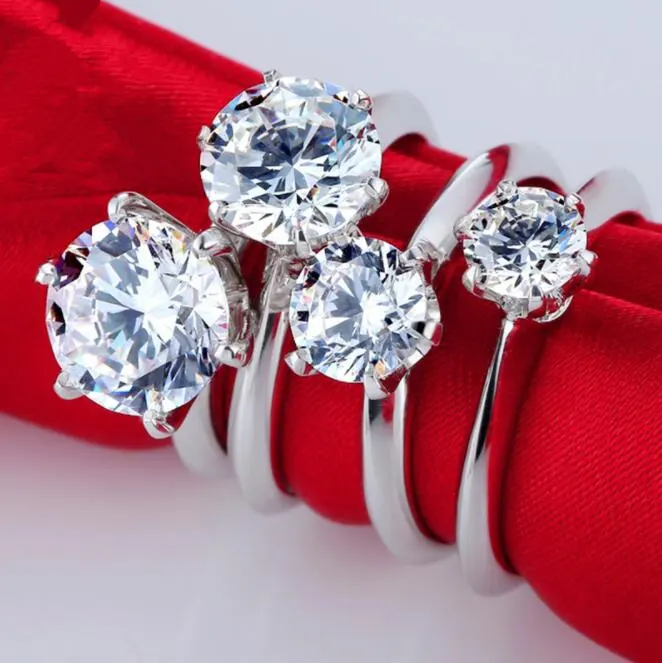Classic 925 Sterling Silver Gold Plated Exquisite Six Prong