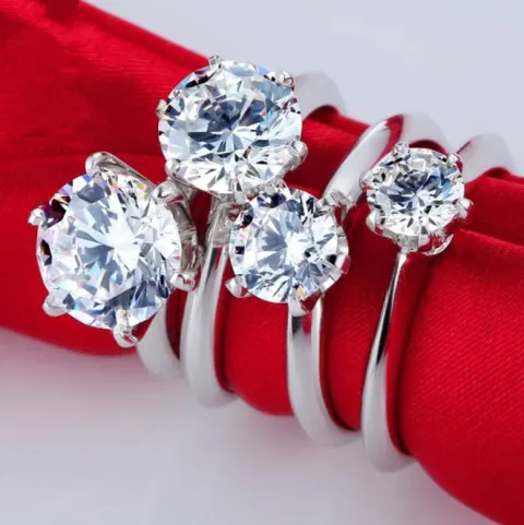 Classic 925 Sterling Silver Gold Plated Exquisite Six Prong