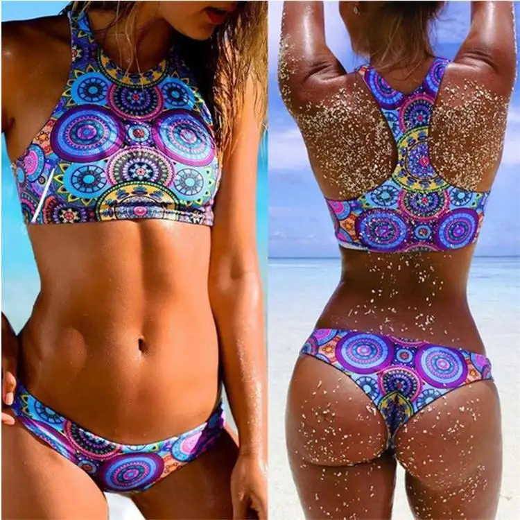 New Low Waist Triangle Bikinis High Neck Brazilian Swimwear
