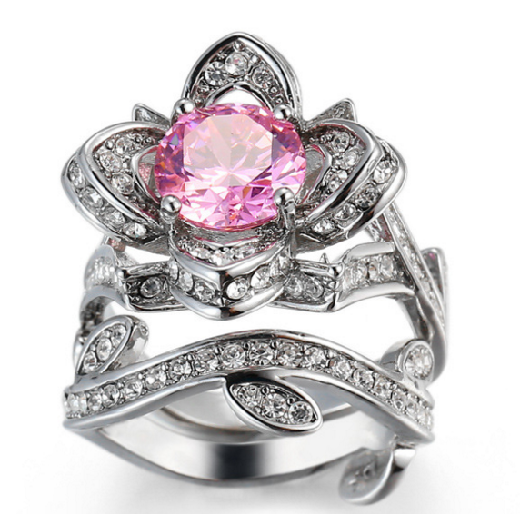 Creative rose zircon jewelry ring