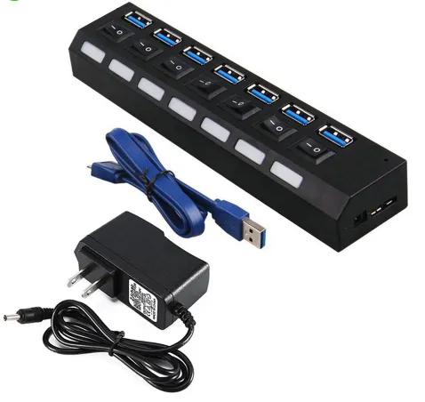 7PORT USB3.0 EXTERNAL HUB HIGH SPEED WITH POWER ADAPTER – image 3