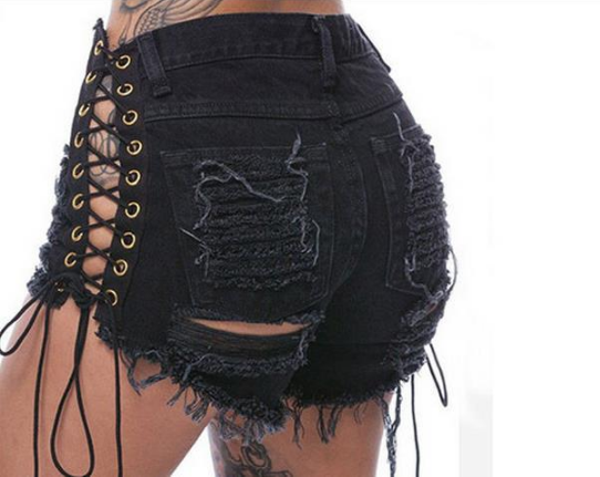 Graveyard Ripped Lace Up Shorts Graveyard Ripped Lace Up Short - Shop at LoveMi
