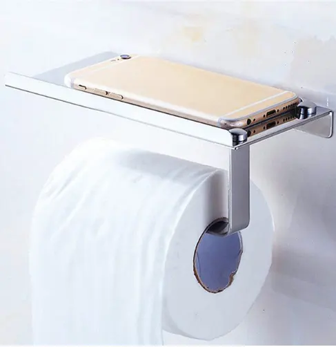 304 Stainless Steel Phone Towel Rack Toilet Paper Holder