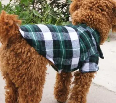 Pet Kleidung Kleine Hunde Katzen Verkaufende Nette Hund Welpen Kleidung Hemd Plaid Blau Rot Farbe D19 Green - Shop at LoveMi