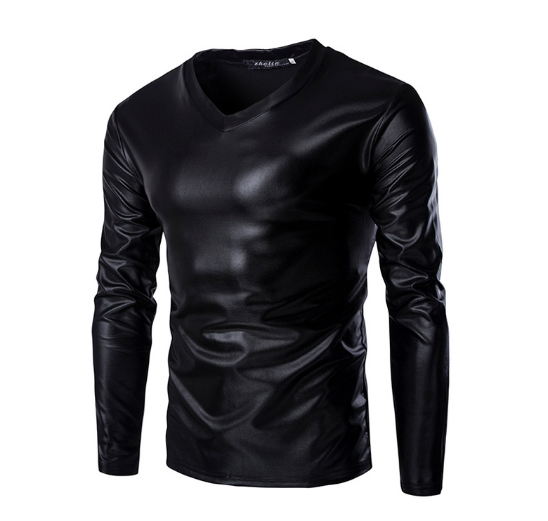 Night Club Trend Metallic Gold Tops Men Veste Homme Fashion V Neck Long Sleeve Lightweight Tees Baseball Bomber 115