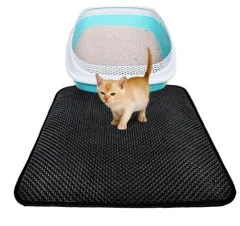 Double Layer Litter Cat Bed Pads Pet Cat Litter Mat Trapping Pets Litter Box Mat Pet Product Bed For Cats House Clean Mat - Foldable Black - View 1