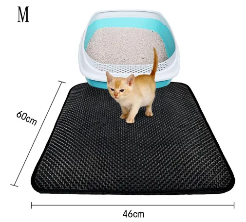 Double Layer Litter Cat Bed Pads Pet Cat Litter Mat Trapping Pets Litter Box Mat Pet Product Bed For Cats House Clean Mat - Black