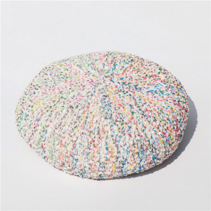 Title 3, Color sequins beret women summer thin Korean hat