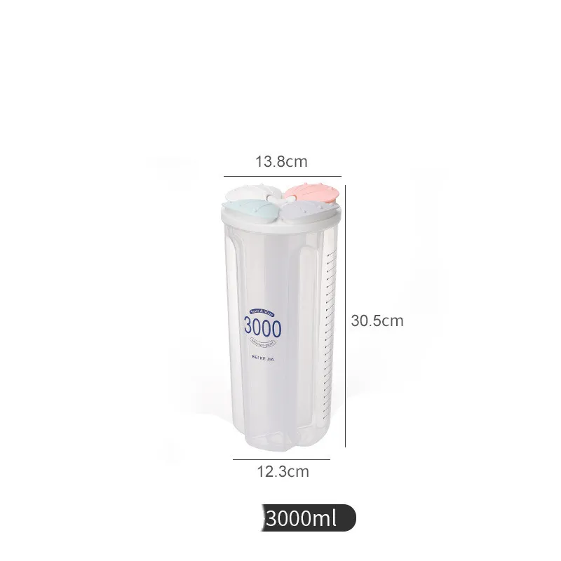 Kitchen Whole Grains Transparent Sealed Storage Box With Lid - 4 Grid Sealed Jar 3000Ml