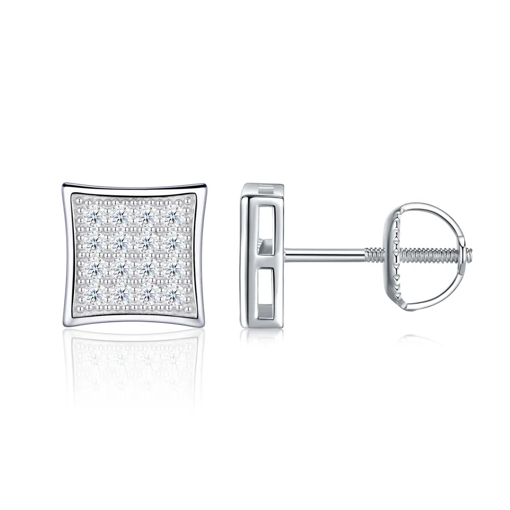 A Luxurious And Fashionable Minimalist Jewelry Earring Set Featuring Top-quality Moissanite Stones, Made Of S925 Silver Electroplated With Platinum.