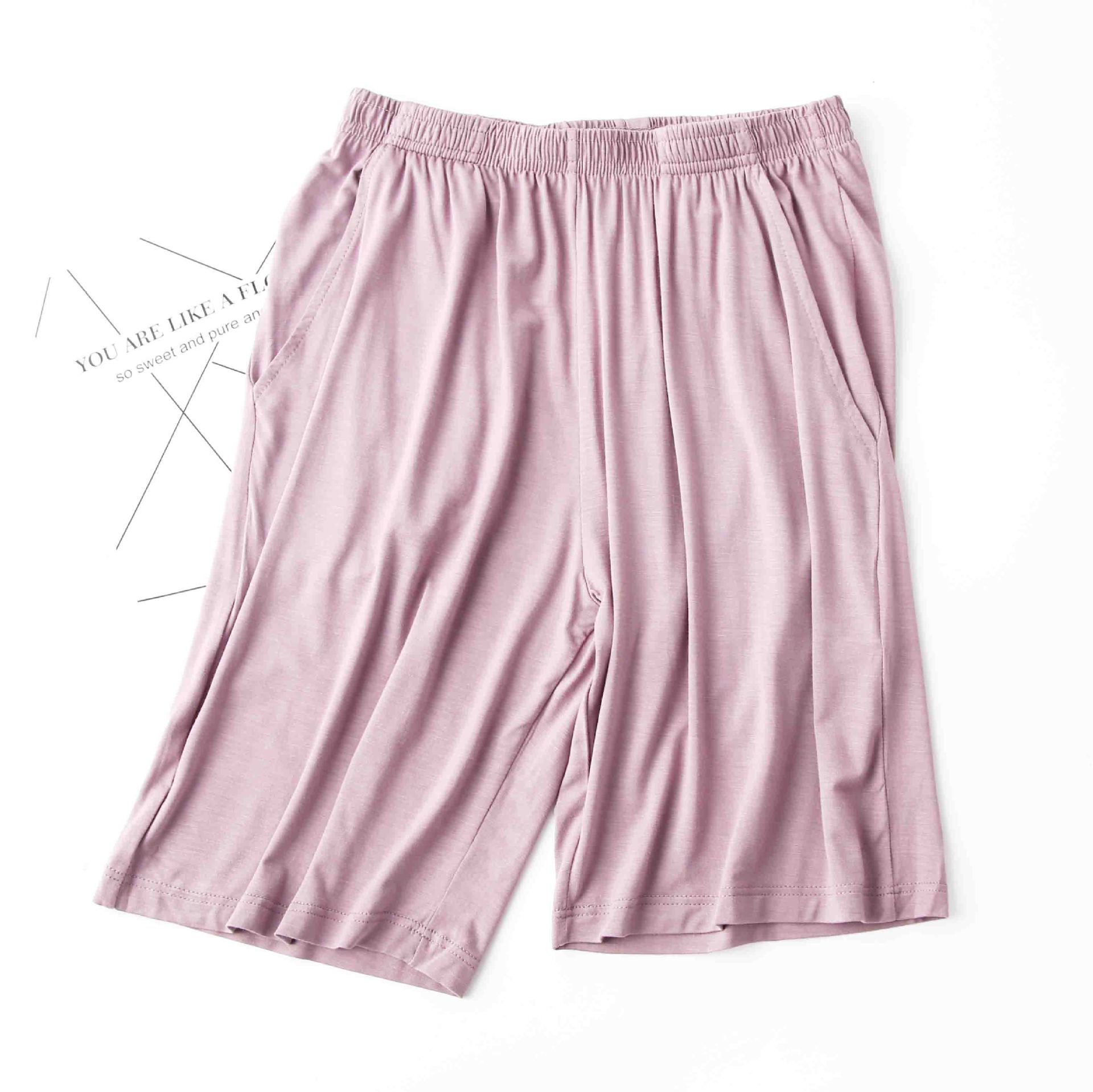Modal Women's Summer Thin Loose Pajama Pants Shorts Bean Paste Pink - Shop at LoveMi