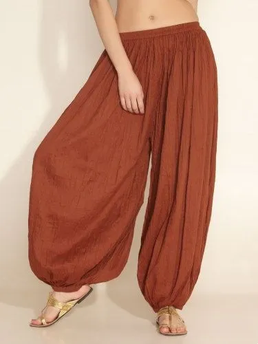 Solid Color Loose Large Size Elastic Band Wide leg Pants Coffee - Shop at LoveMi