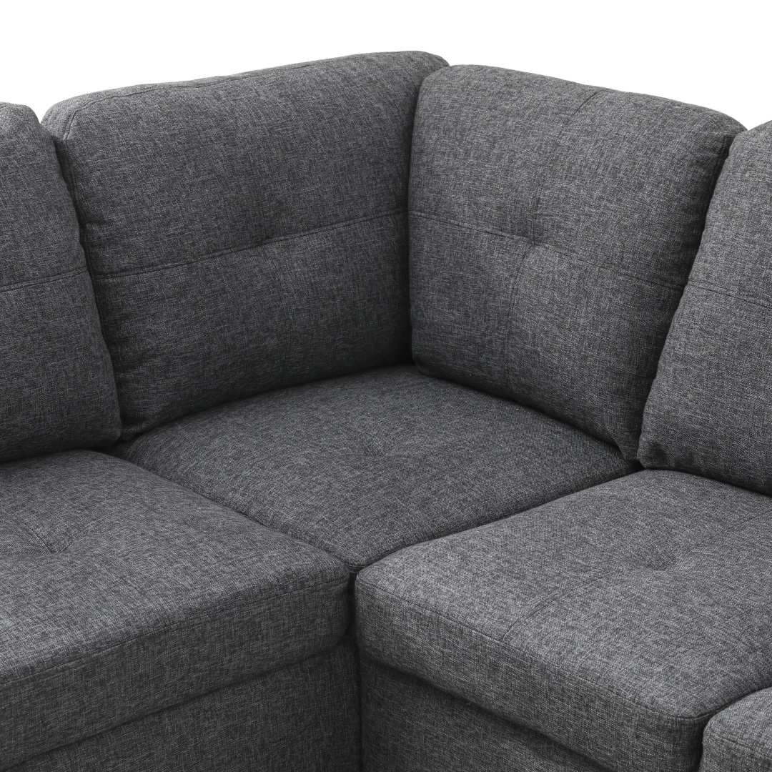 Pickup Only--Black Grey Linen 3-Piece Couch Living Room Sofa Set