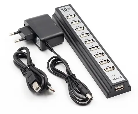 GOOJODOQ 10USB 2.0 Hubs with AC Power Computer Peripherals