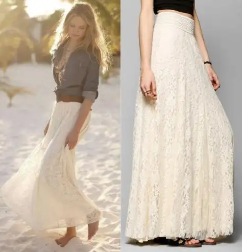 New Women Pleated Solid Mesh Lace Layered Gypsy Boho