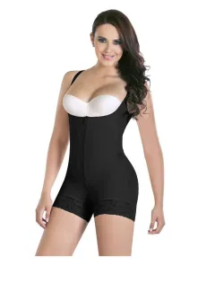 Shapewear Open-Bust Mid-Thigh Bodysuit - Black - View 1
