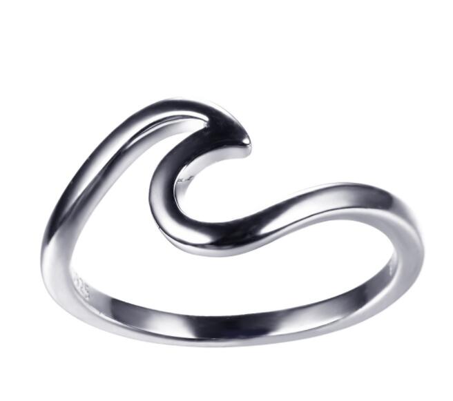 Wave Ring Real 925 Sterling Silver Jewelry Fashion Wedding Rings